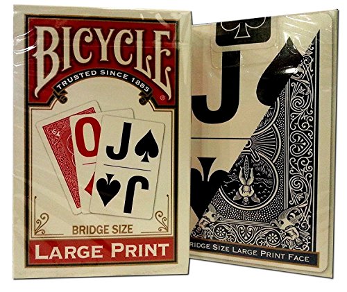Bicycle Large Print Bridge Playing Cards 2 Decks -(1) Red, (1) Blue by USPCC