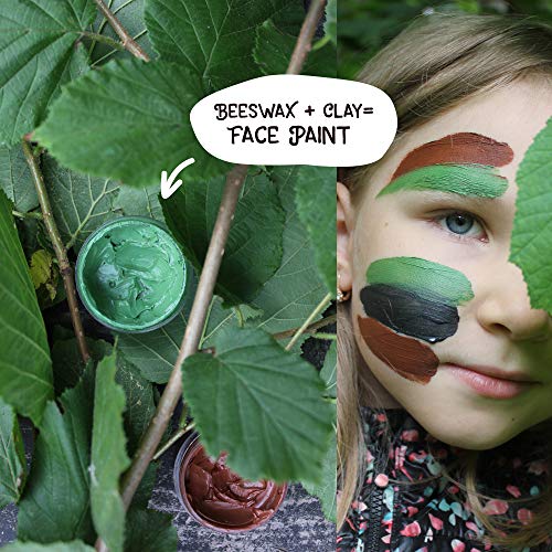 BioKidd Pinturas Cara Naturales de Camuflaje para Pieles Sensibles No Tóxicas - Set de Pinturas Facial - para la Caza del Maquillaje Formación Militar - 3 Colores (Verde, Marrón, Negro)