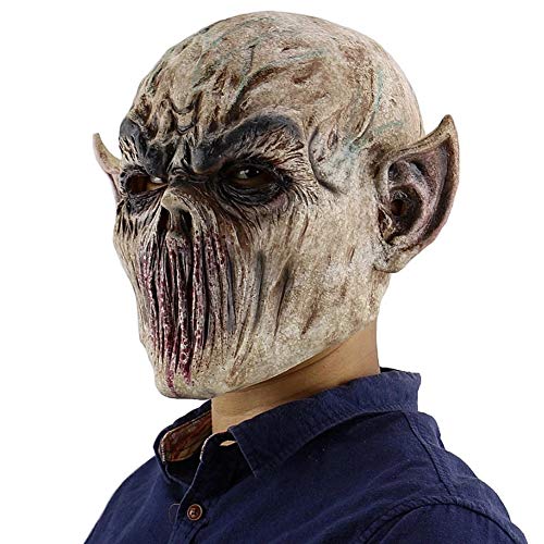 Blaward Novedad Látex Terror Masks/ Halloween Costumn para fiesta/máscara de cabeza aterradora cara para adultos y ancianos máscara con pelo para fiesta de Halloween