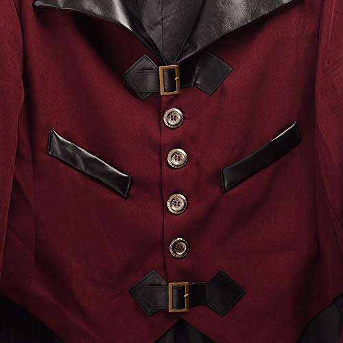 BLESSUME gótico Victoriano Tailcoat Steampunk VTG Escudo Chaqueta Víspera de Todos los Santos Cosplay Disfraz (3XL, Vino Rojo)