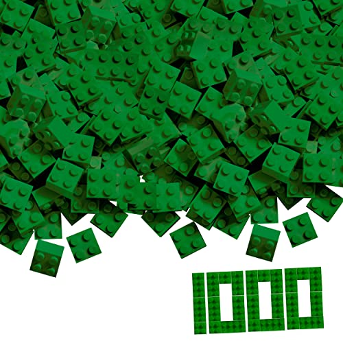 Blox - Juego de 1000 Bloques de construcción Verdes para niños a Partir de 3 años, 4 Piezas, en Caja de cartón,, Totalmente Compatible con Muchos Otros Fabricantes.