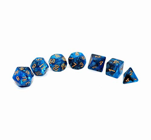 Blue Mix Black Dice DND - Juego de dados poliedros para mazmorra y dragones D&D RPG juego de rol juego de 7 troqueles