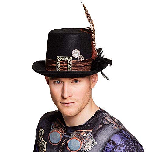 Boland 54501 – Sombrero Plumepunk con ruedas dentadas, color negro, steampunk, cilindro, tocado para la cabeza, accesorio para disfraz, fiesta temática, carnaval, Halloween