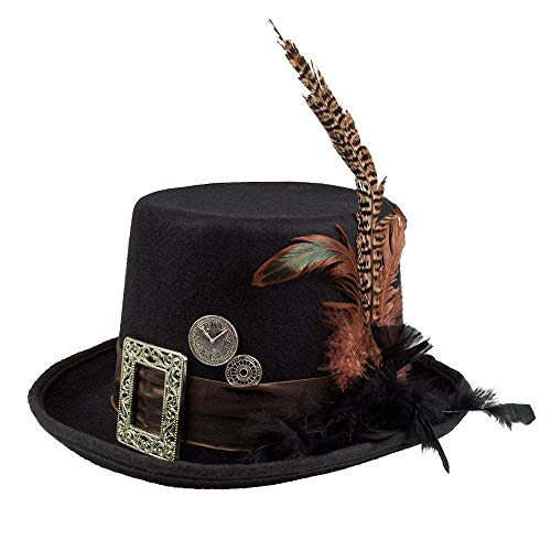 Boland 54501 – Sombrero Plumepunk con ruedas dentadas, color negro, steampunk, cilindro, tocado para la cabeza, accesorio para disfraz, fiesta temática, carnaval, Halloween