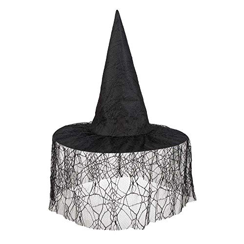 Boland - Sombrero de bruja Seda con velo para adultos, negro, talla única, 97002