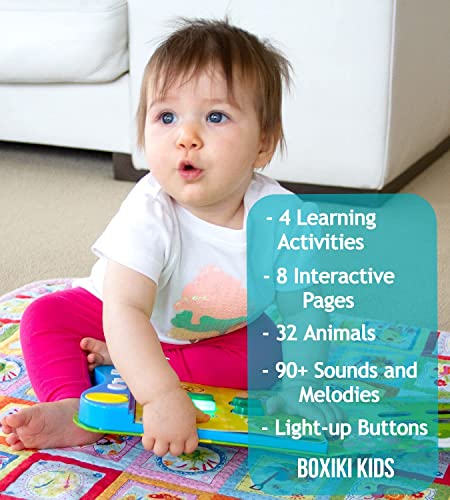 Boxiki kids Libro de Sonidos Aprendizaje de los Animales en Inglés por Libro de Actividades para el Desarrollo de Niños Pequeños y Bebés. Libro Electrónico de Animales.