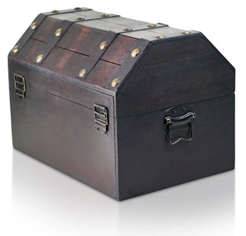 Brynnberg - Caja de Madera Cofre del Tesoro con candado Pirata de Estilo Vintage, Hecha a Mano, Diseño Retro 33x23x24cm