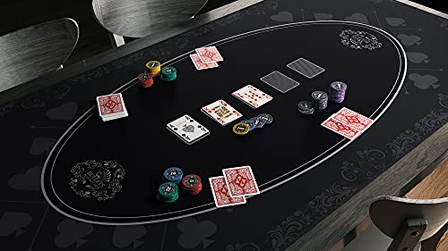 Bullets Playing Cards Tapete Cartas Poker Profesional y Juegos de Mesa 200 x 100 cm para tu Propia Mesa de póquer - Alfombra tapete Texas Holdem Antideslizante Premium XXL (Negro)