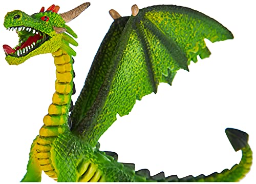 Bullyland 75593-Figura de Juego, dragón Sentado Verde, Aprox. 11 cm de Altura, Figura Pintada a Mano, sin PVC, para Que los niños jueguen de Forma imaginativa, Color Colorido (75593)
