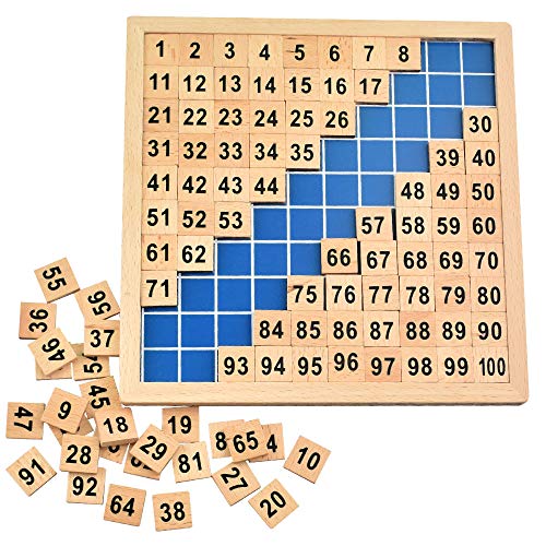 BUZIFU Números Montessori, Puzzles de Números de Madera, Juguete Educativo del 1 al 100, Juegos Matematicos para Niños 2 a 7 Años, para Casa y Aula, para Ayudar a los Peques a las Matemáticas Básicas