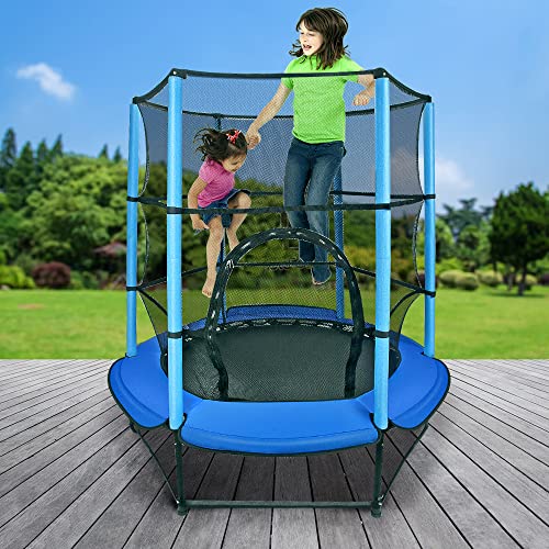 Cama elástica para niños de interior y exterior, con pasamanos ajustable, para niños y niñas a partir de 2, 3, 4 (140 cm – Fence Trampoline)