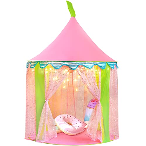 Carpa para niños + Luces de una Estrella Castillo de Princesa para niñas- Glitter Castle Pop Up Play Carpa Tote Bag - Niños Playhouse Toy para Juegos de Interior y Exterior 41 "X 55" (DxH)