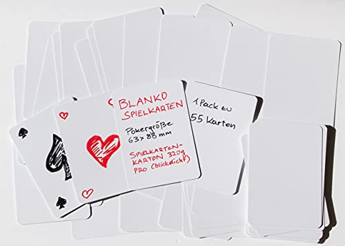 Cartas blancas en blanco (320 gramos), tamaño de póquer (63 x 88 mm) (parte delantera blanca - parte trasera blanca, 55 tarjetas).