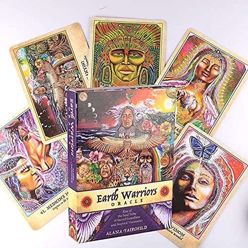 Cartas de Oráculo de Guerreros de la Tierra,Earth Warriors Oracle Cards,with Bag,Party Game