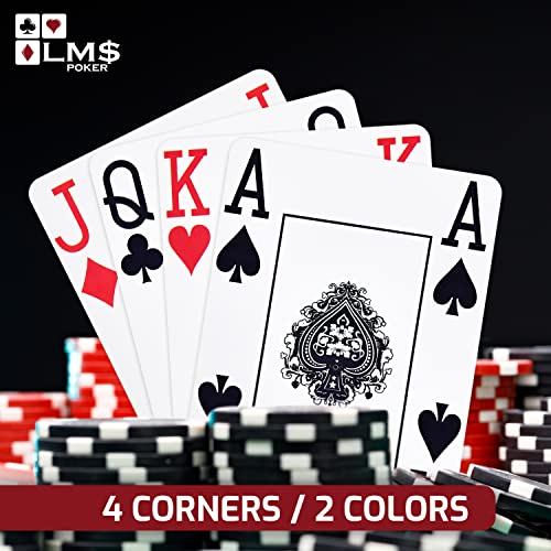 Cartas de póquer plásticas con 4 Símbolos - tarjeta de corte incluida - [2 x] juegos de 54 cartas - impermeable - cartas de juego profesionales