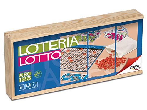 Cayro -Lotto/Tómbola 48 Cartones en Caja de Madera - Juego de Mesa Tradicional - Bingo - Juego de Mesa (749)