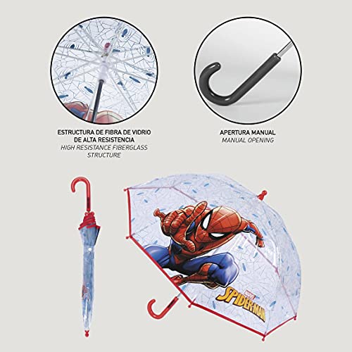 CERDÁ LIFE'S LITTLE MOMENTS- Paraguas Burbuja Manual de Spiderman - Licencia Oficial Marvel, Color Azul (2400000615)