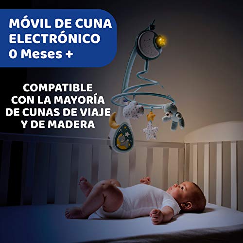 Chicco Next2Dreams Carrusel Móvil Bebé con Luces y Música - 3 en 1 Móvil Compatible con Cuna Next2Me o Minicunas Colecho/Viaje, Efectos de Sonido, Proyector de Luz Nocturna y Música Clásica, 0m+, Azul