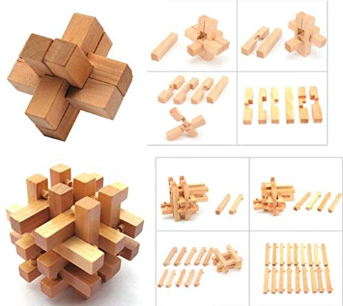 Chonor 18 Piezas 3D Rompecabezas de Madera del Enigma Juego Puzle #2 - Clásica de Cerradura de Brain Teaser Puzzle IQ Juguetes para Niños y Adultos - Idea Perfecta del Regalo y de Decoración