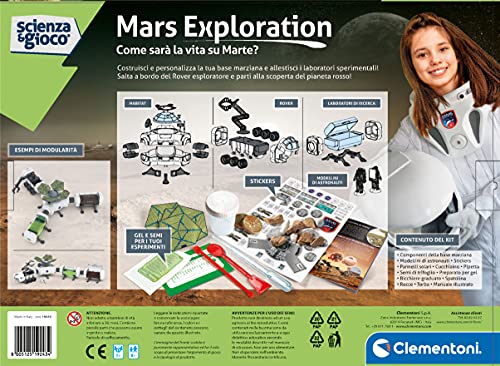 Clementoni Lab-NASA Mars Exploration, Base Espacial - Kit de experimentos científicos, Juego científico 8 años, Manual en Italiano, Fabricado en Italia, Multicolor, 19243