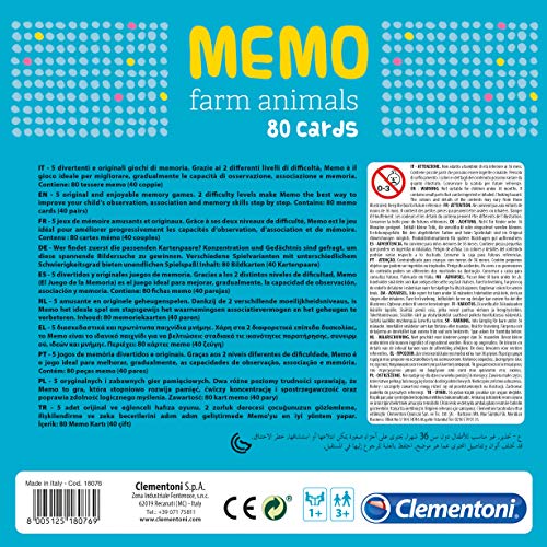 Clementoni - Memo Animales de la Granja - juego de memoria infantil a partir de 4 años (18076)