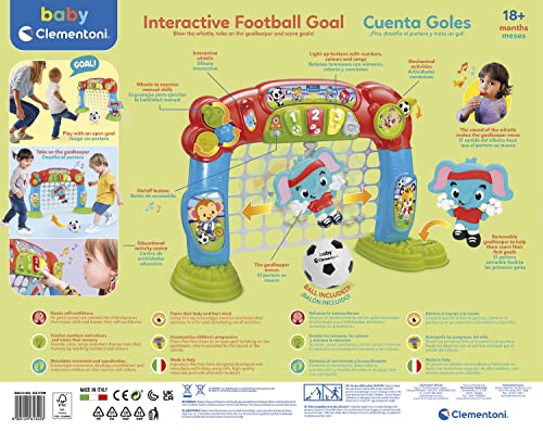 Clementoni - Nuevo cuenta goles, juguete bebé, 18 meses, portería infantil, juguete en español e inglés (61340)