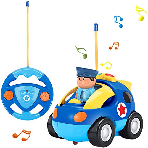 Coche Teledirigido Niños,Juguetes de Radio Coche de Policía con Música,Regalo de Cumpleaños para Niños 2-6 Años (Blue)