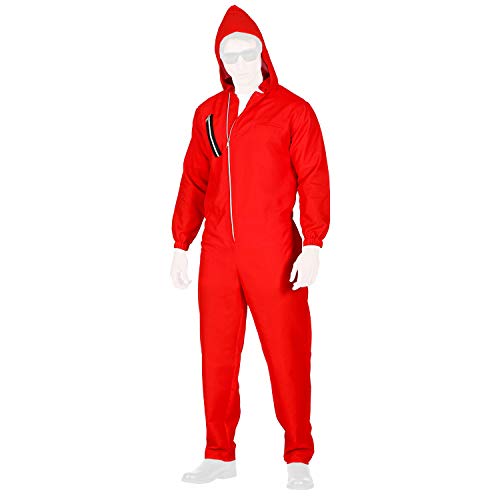 com-four® Mono Rojo con Capucha - Disfraces de Carnaval para Adultos - Disfraz de ladrón de Bancos para Hombre y Mujer