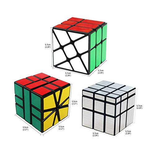 Cooja Cubo Mágico Paquete, Formas Irregulares Speed Cube Square 1 + Fenghuolun + Espejo, Profesional Cubo de Velocidad