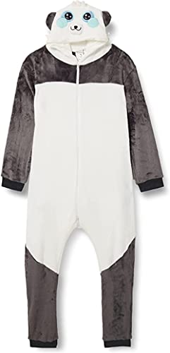corimori- Mei El Panda Pijamas Animal Traje De Una Pieza Disfraz Adultos Invierno, Color blanco, gris, Talla 150-160 cm (1852) , color/modelo surtido