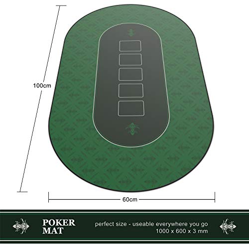 CSL – Alfombrilla de póker de 1000 x 600 - Alfombra de póker - Formato XXL - Tapete de Poker - Propia Mesa de póker – Antideslizante – Lavable - Verde
