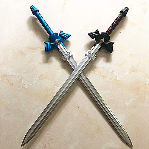 damdos Halloween Prop PU Foam para Zelda Cosplay Sword Link Skysword Kirito Kirigaya Sword Regalos de cumpleaños Negro+Azul (2 unids/juegos)