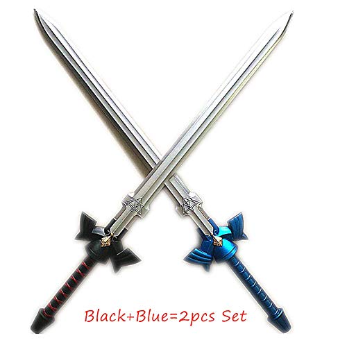 damdos Halloween Prop PU Foam para Zelda Cosplay Sword Link Skysword Kirito Kirigaya Sword Regalos de cumpleaños Negro+Azul (2 unids/juegos)