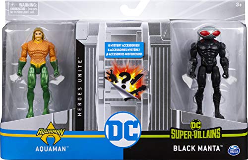 DC Universe Figura de acción Aquaman vs. Black Manta de 10 cm, Paquete de 2 con 6 Accesorios misteriosos, Adventure 2