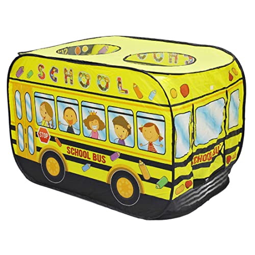 deAO Casita de Juegos Infantil Carpa para Niños y Niñas Tienda con Diseño Pop Up Auto Armable Montaje Rápido Actividades Recreativas al Interior y Exterior Área de Recreo (Autobús Escolar)