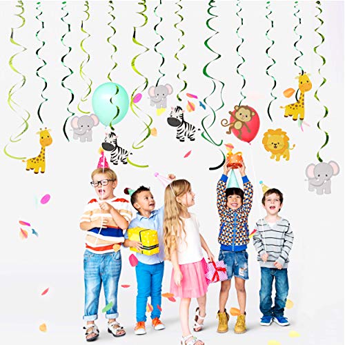 Decoraciones de Remolinos 30 Piezas Salvaje Selva Animal Adornos de Espirales Colgar para Infantiles Niños Fiestas de Cumpleaños Suministros Decoración