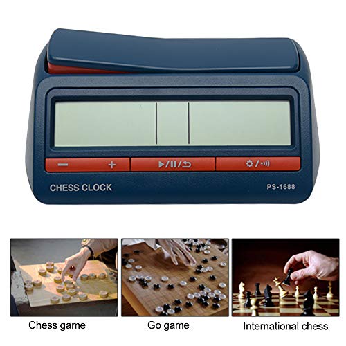 Dehongwang Reloj de ajedrez, reloj de ajedrez digital avanzado y temporizador de juego, pantalla digital ABS profesional internacional reloj de ajedrez - azul