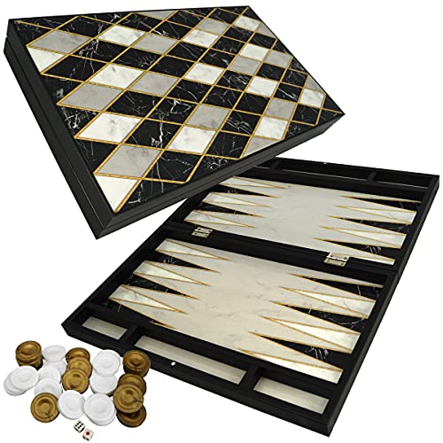 Deluxe - Juego de backgammon de madera en formato XXL (48,7 x 58 cm)