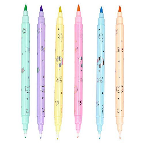 Depesche 7756 Top Model - Rotuladores para escribir a mano, 6 rotuladores con punta doble (punta de pincel y punta fina) en 6 colores, en estuche, de aprox. 1,2 x 16,4 x 6,5 cm