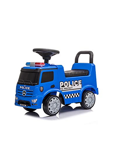 Devessport - Correpasillos Mercedes Actros - Camión de policía - 63,5 x 29 x 27 cm - Ideal para niños de 1 a 3 años (Máximo 25 Kg)