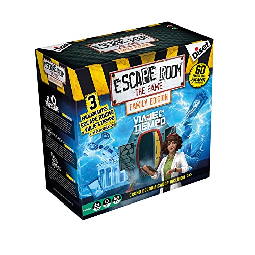 Diset - Escape room the game family edition Viaje en el tiempo, Juego de Mesa Familiar Que simula una Experiencia Escape Room a Partir de 10 años
