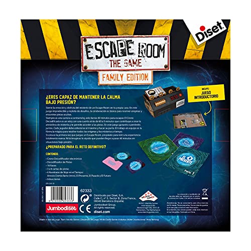 Diset - Escape room the game family edition Viaje en el tiempo, Juego de Mesa Familiar Que simula una Experiencia Escape Room a Partir de 10 años