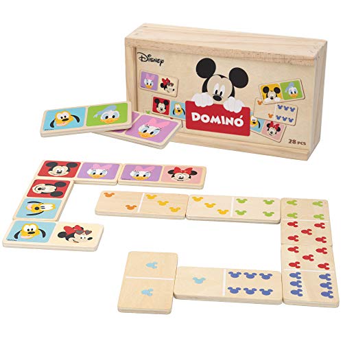 Disney - Domino madera infantil Juego de mesa para niños 2 3 4 años - Juegos de memoria Juegos Juguetes educativos Niños 2 años - Juegos estimulación cognitiva Domino Mickey