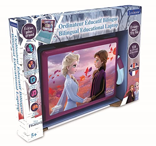 Disney Frozen 2 - Computador portátil educacional bilingue Frances/Inglês - 124 atividades para uma aprendizagem divertida e interativa - Matemática, Lógica, Música, Relógio - JC598FZi4