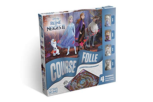 Disney Frozen 2 – Juego de Oie Carrera Folle con Bandeja y Figuras Anna, Elsa, Olaf, Swen