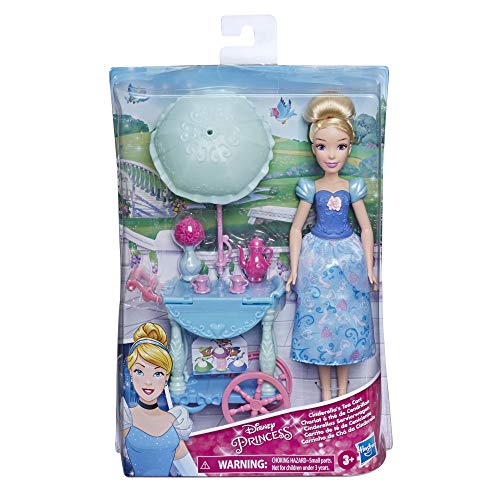 Disney Princess Juego con muñeca de Cenicienta, Carrito, Tazas de té, Tetera, Juguete para niñas de 3 años en adelante, Color (Hasbro E6618ES0)
