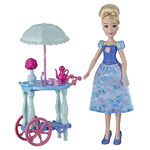 Disney Princess Juego con muñeca de Cenicienta, Carrito, Tazas de té, Tetera, Juguete para niñas de 3 años en adelante, Color (Hasbro E6618ES0)