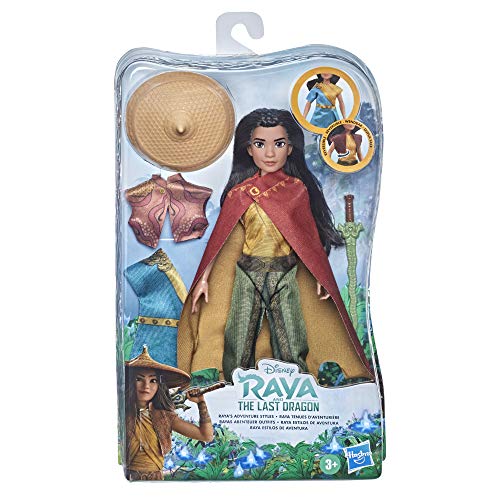 Disney Raya and The Last Dragon Raya Adventure Styles, muñeca de Moda con Ropa, Zapatos y Accesorio de Espada, Juguete para niños de 3 años en adelante