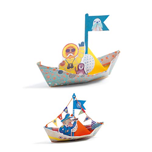 Djeco/Kreativ Set Origami Floating Boats, azul verde , color/modelo surtido