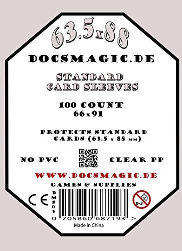 docsmagic.de 100 Card Game Sleeves Klar Clear - 63,5 x 88 Standard - 66 x 91